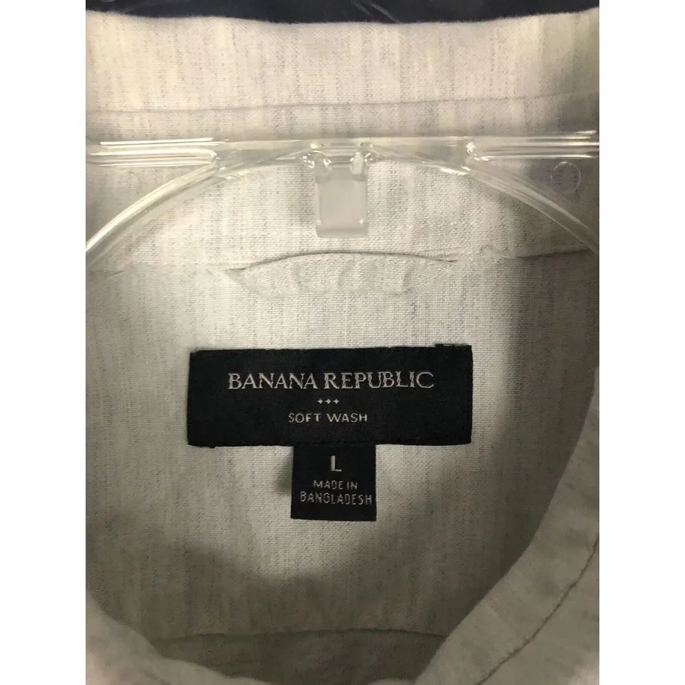 Banana Republic Soft Wash‎ Light Gray Button Front Shirt Men's L